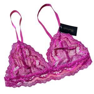Frederick’s of Hollywood Caroline Fuchsia Purple Lace & Mesh Lined Bralette, L